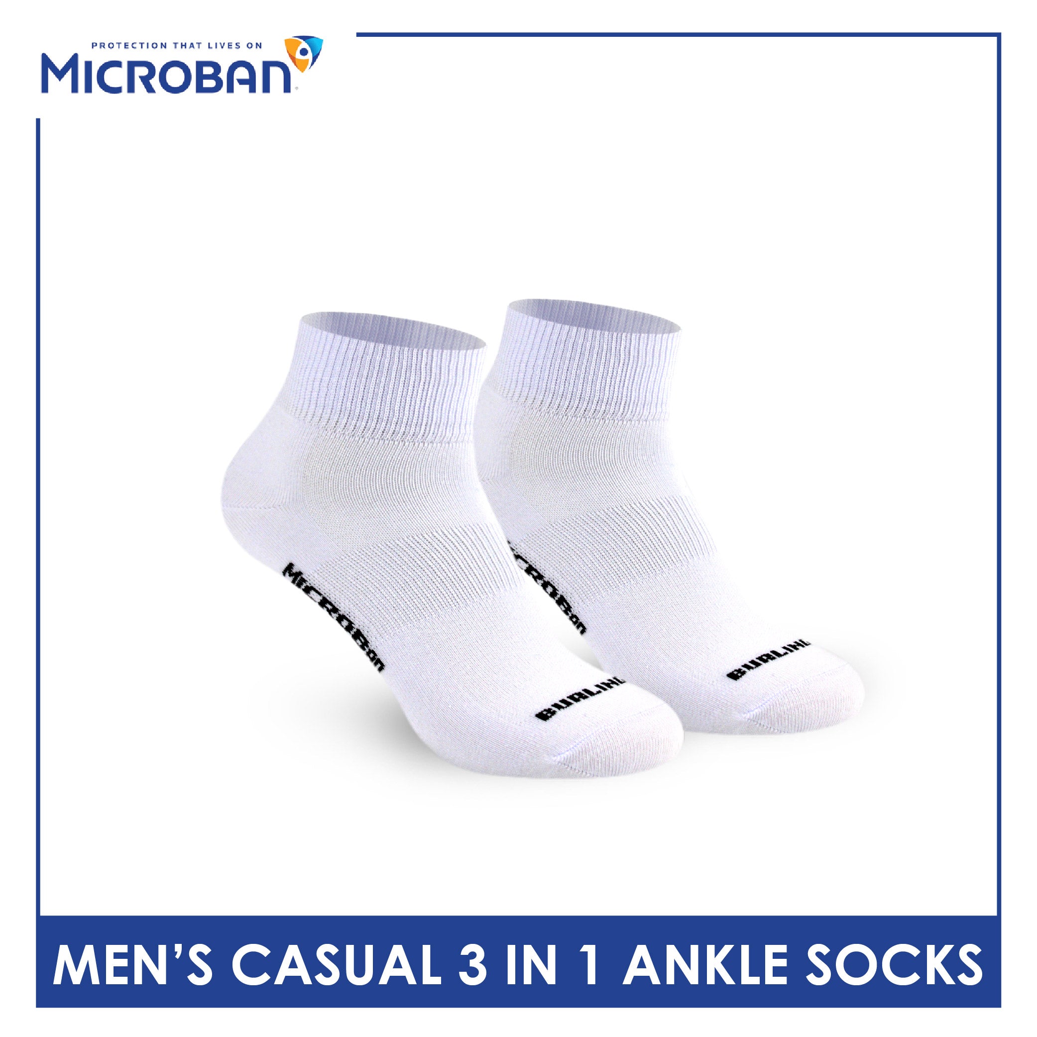 Microban Men’s Cotton Lite Thin Casual Ankle Sock 3 pairs in a pack VMCKG11