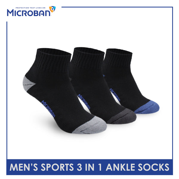 Microban Men’s Cotton Lite Half Terry Sports Ankle Socks 3 pairs in a pack VMSKG13