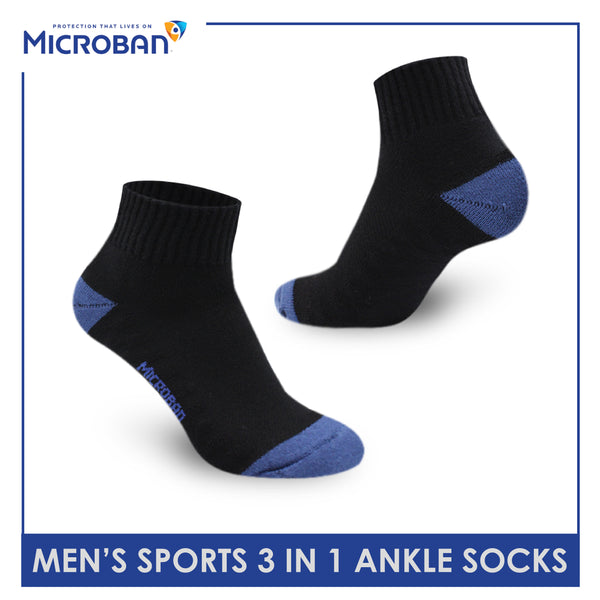 Microban Men’s Cotton Lite Sports Half Terry Ankle Socks 3 pairs in a pack VMSKG13