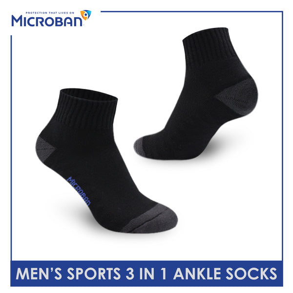 Microban Men’s Cotton Lite Half Terry Sports Ankle Socks 3 pairs in a pack VMSKG13