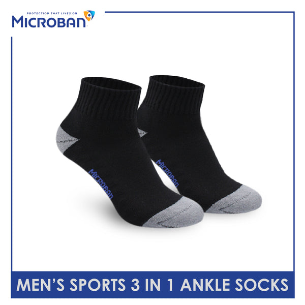 Microban Men’s Cotton Lite Sports Half Terry Ankle Socks 3 pairs in a pack VMSKG13