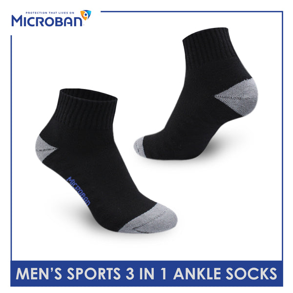 Microban Men’s Cotton Lite Sports Half Terry Ankle Socks 3 pairs in a pack VMSKG13