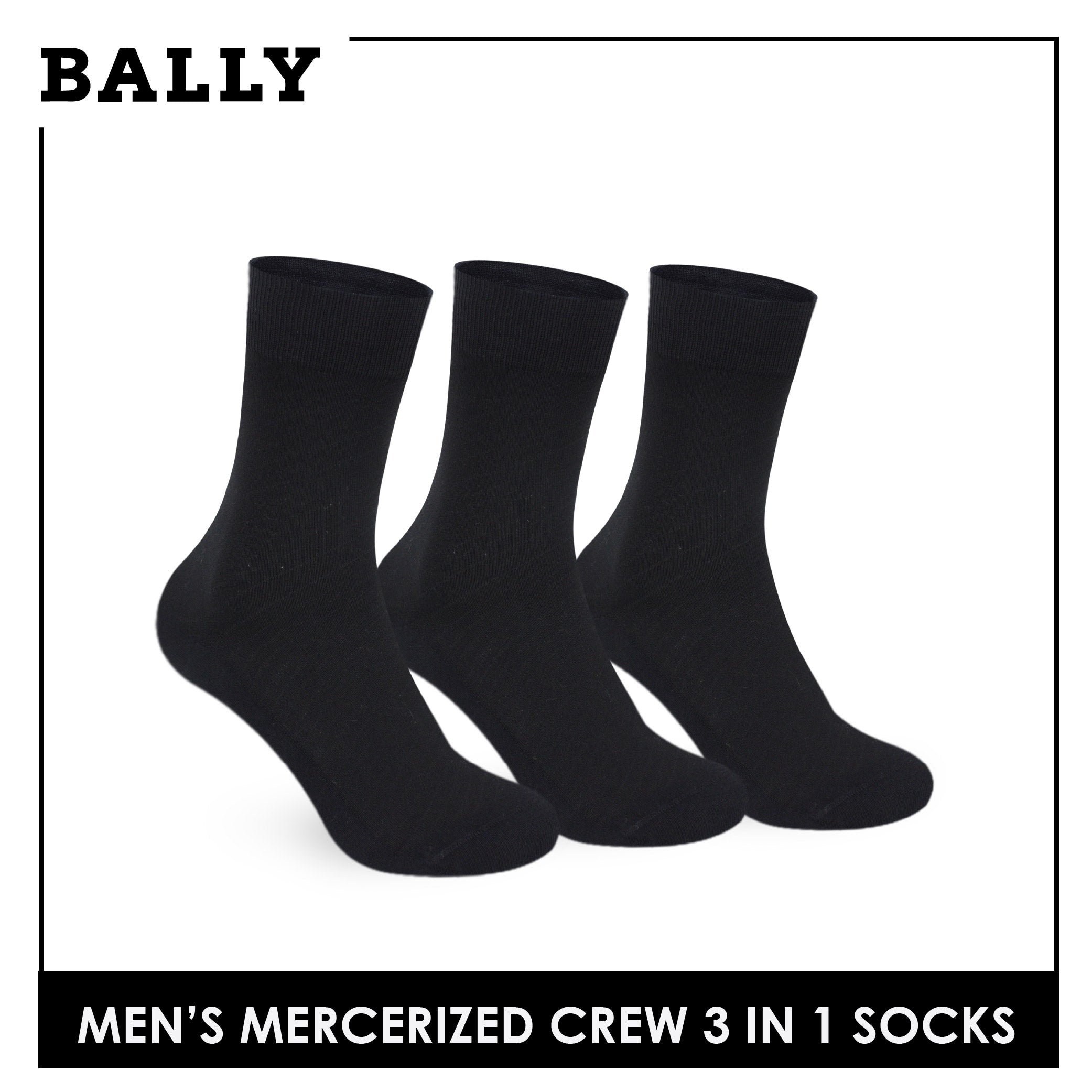 Bally Men's Mercerized Crew Dress Thin Casual Socks 3 pairs in a pack YMMKG4