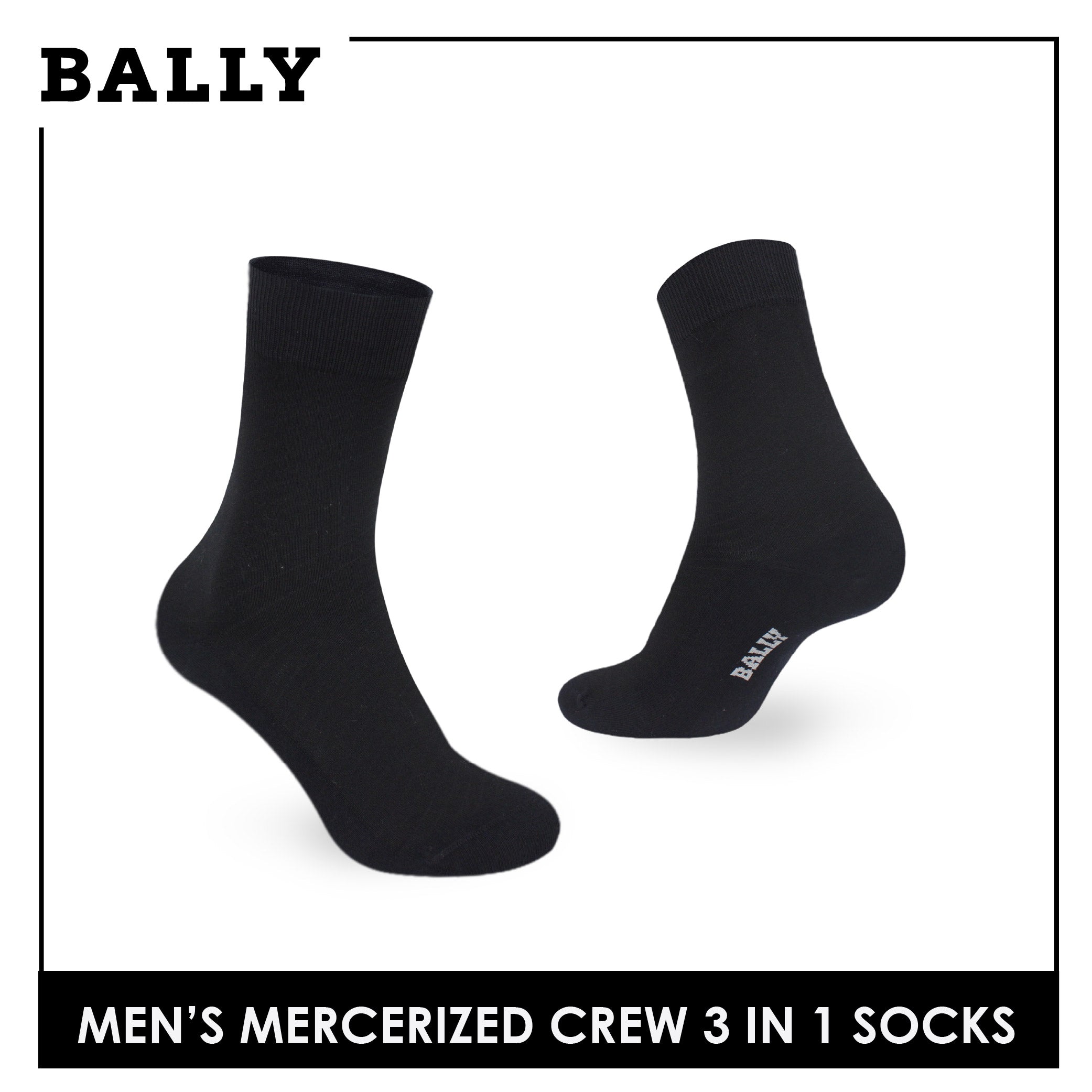 Bally Men's Mercerized Crew Dress Thin Casual Socks 3 pairs in a pack YMMKG4