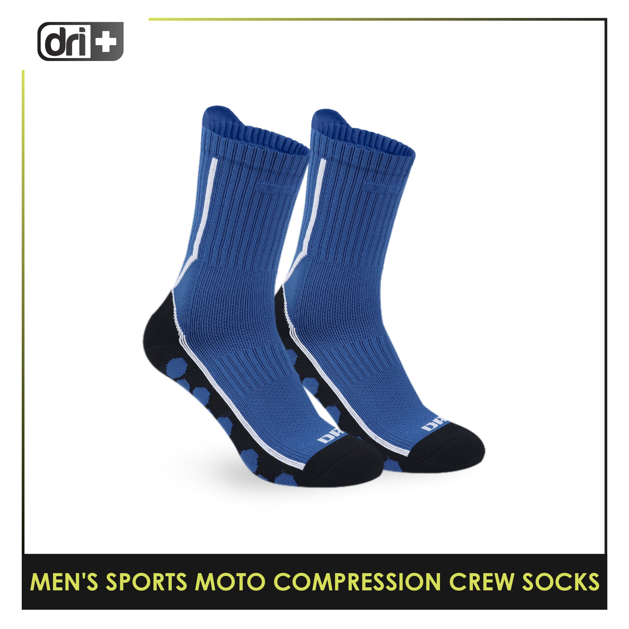 Dri plus Men’s Sports Moto Compression Crew Socks 1 pair DMS632