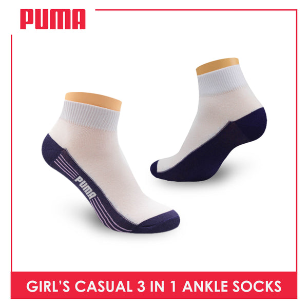 Puma Girls’ Cotton Lite Thin Casual Ankle Socks 3 pairs in a pack PGCKG23