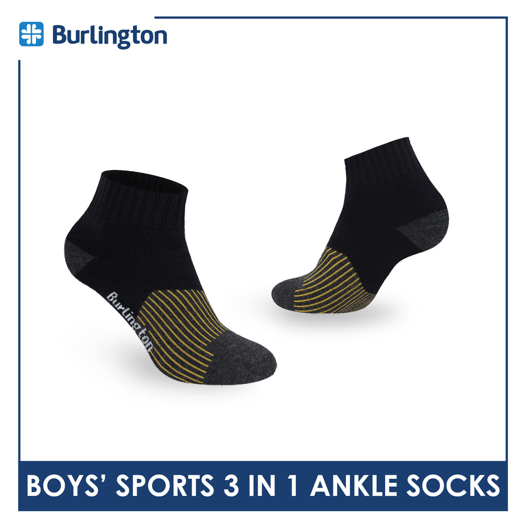 Burlington Boys’ Thick Sports Ankle Socks 3 pairs in 1 pack BBSG4401