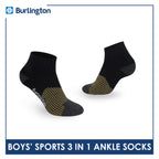 Burlington Boys’ Thick Sports Ankle Socks 3 pairs in 1 pack BBSG4401