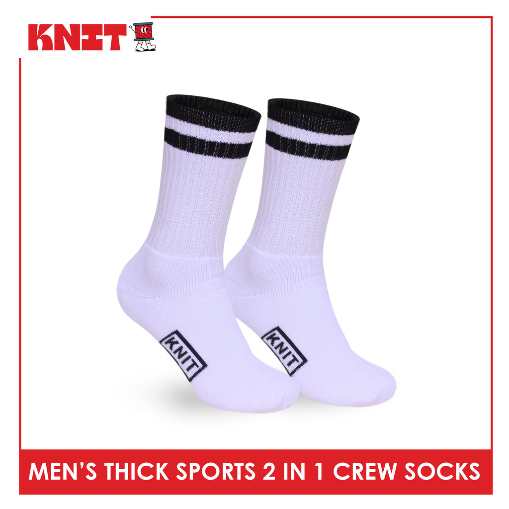 Knit Men's Cotton Thick Sports Crew Socks 2 pairs in 1 pack KMSKG5