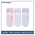 Burlington Ladies' Cotton Thin Casual Ankle Socks 3 pair in a pack BLCMG611