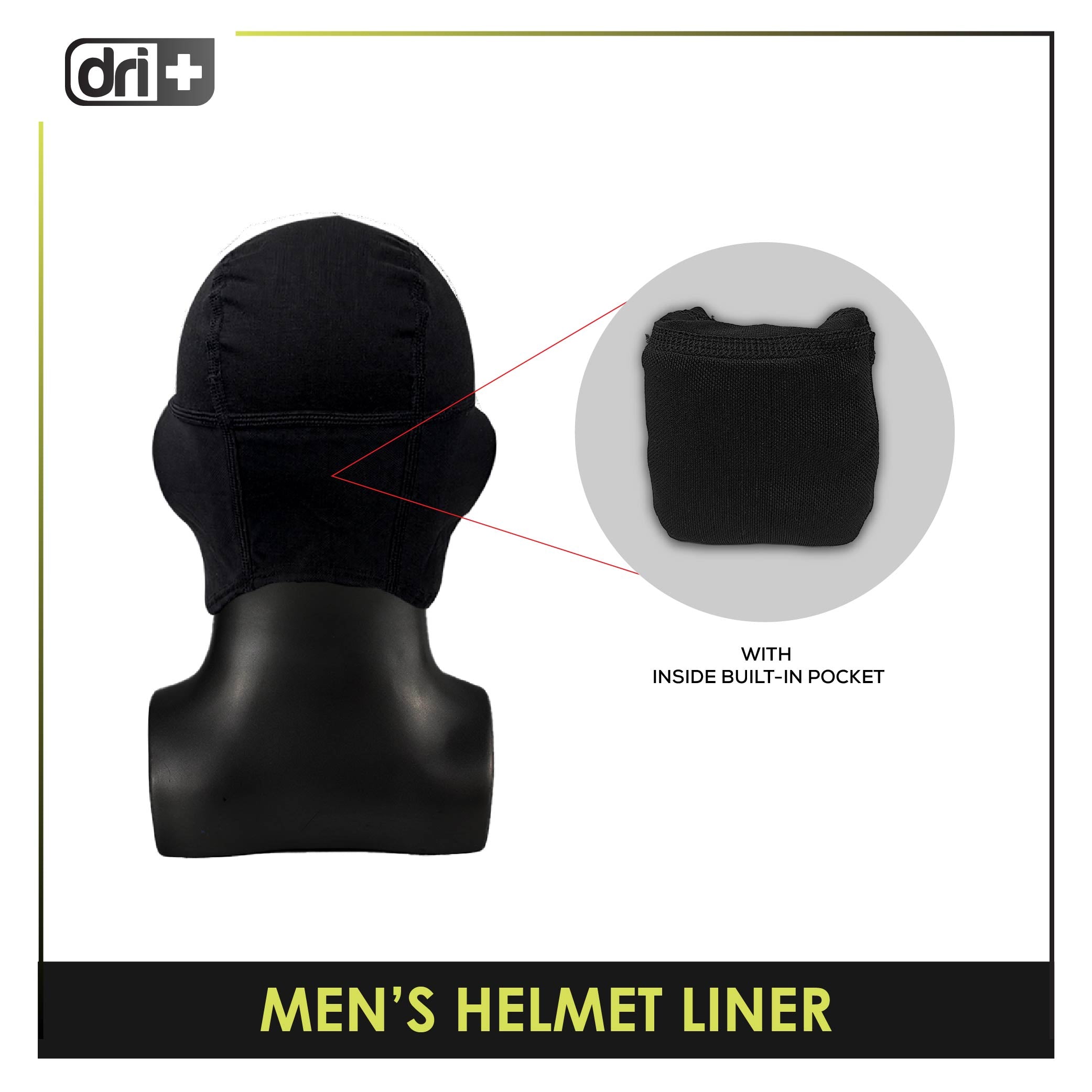 Dri Plus Men's Washable Moisture Wicking Helmet Liner Cap 1 piece DUMHL612
