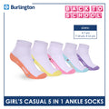 Burlington Girls’ Cotton Thin Casual Ankle Socks 5 pairs in 1 pack BGCKG2F