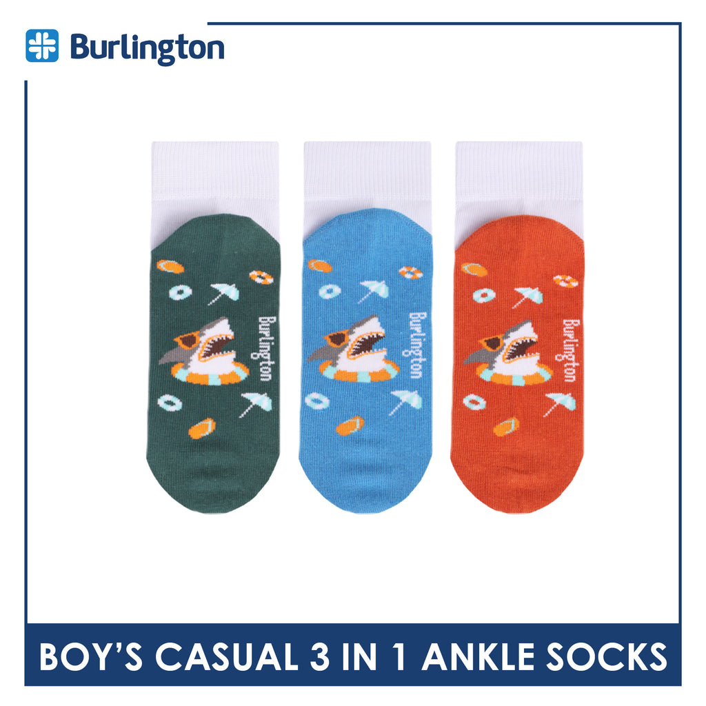 Burlington Boys’ Cotton Casual Ankle Socks 3 pairs in 1 pack BBCKG83