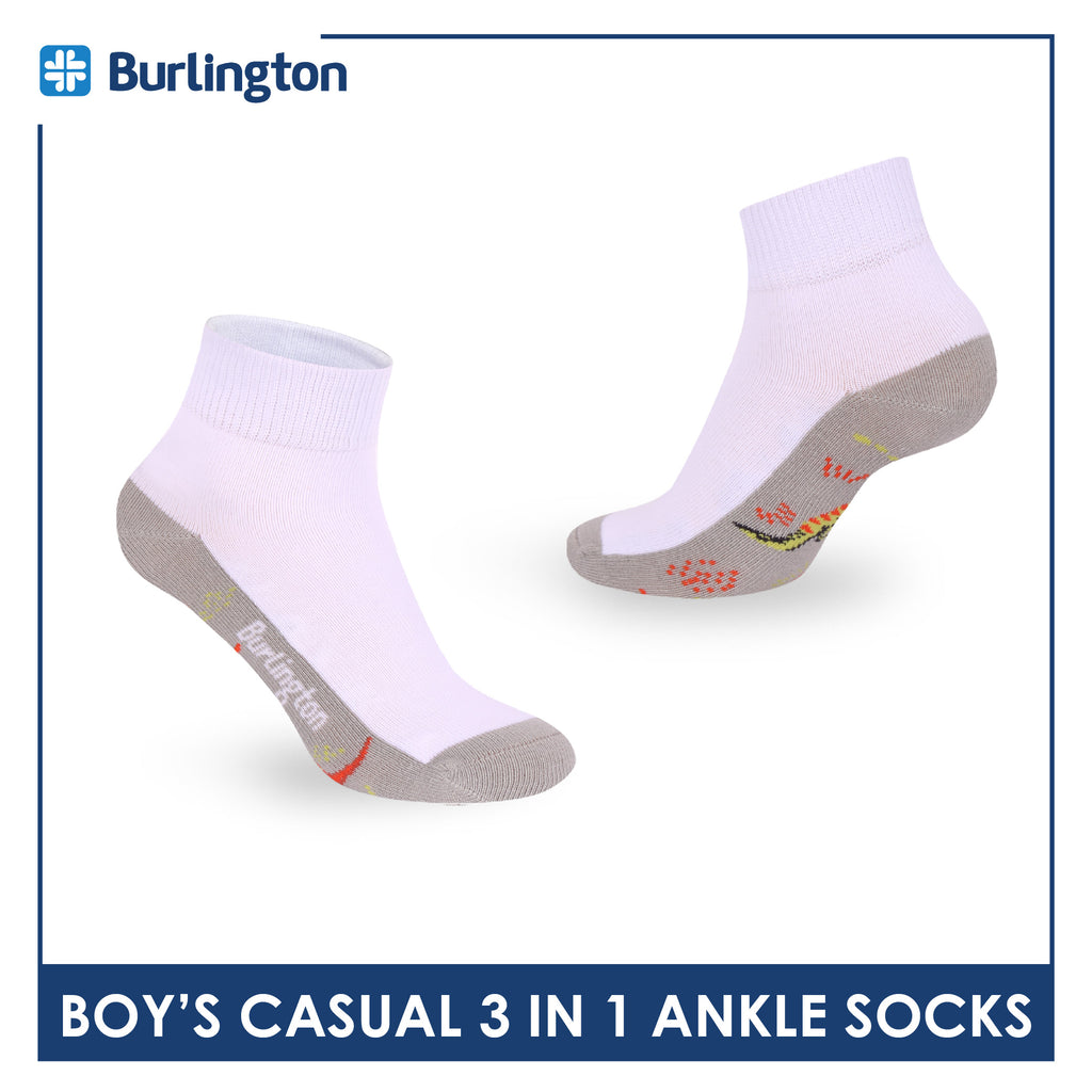 Burlington Boys’ Cotton Casual Ankle Socks 3 pairs in 1 pack BBCKG81