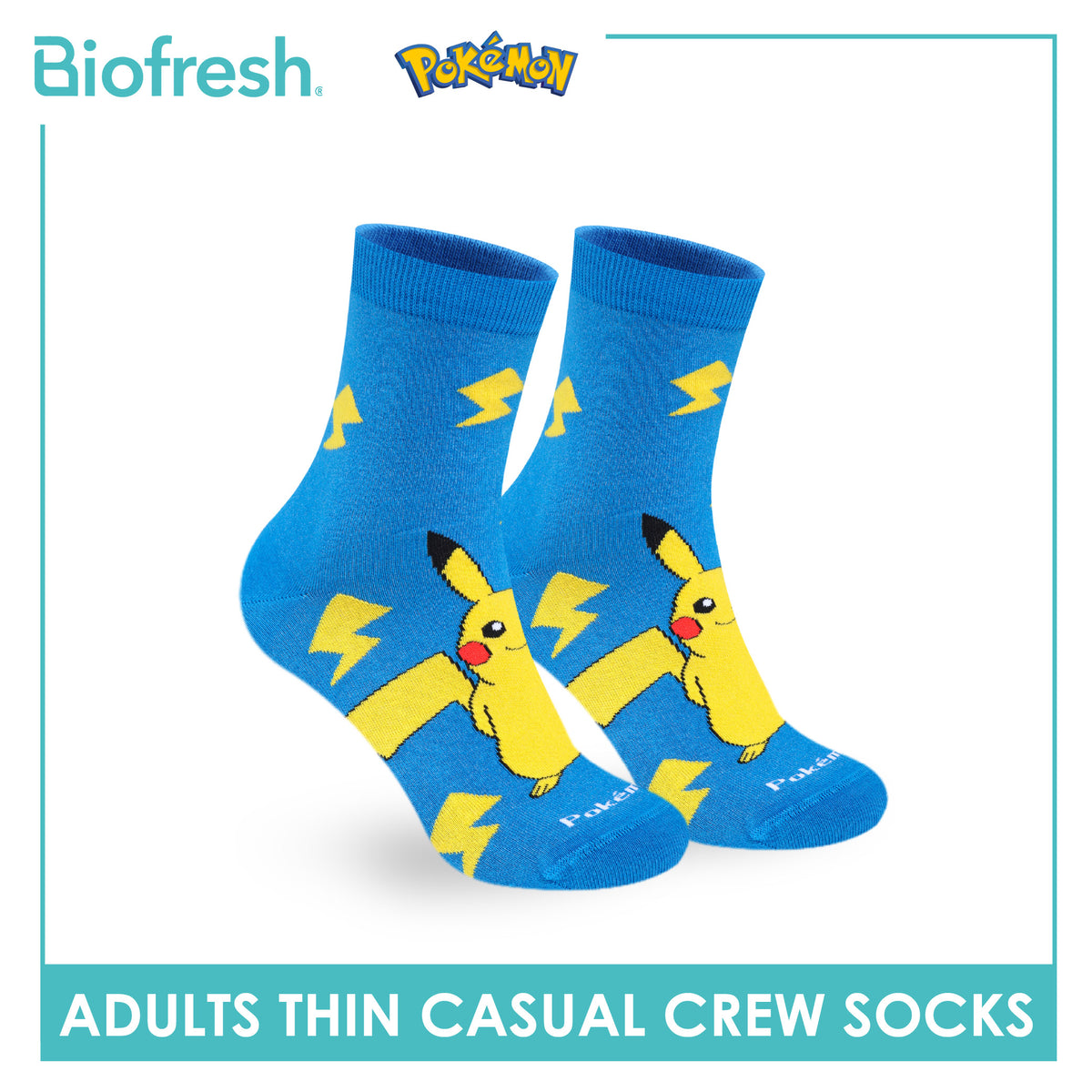 Biofresh | Pokemon Adults Antimicrobial Cotton Thin Casual Crew Socks 1 pair PKRMC631