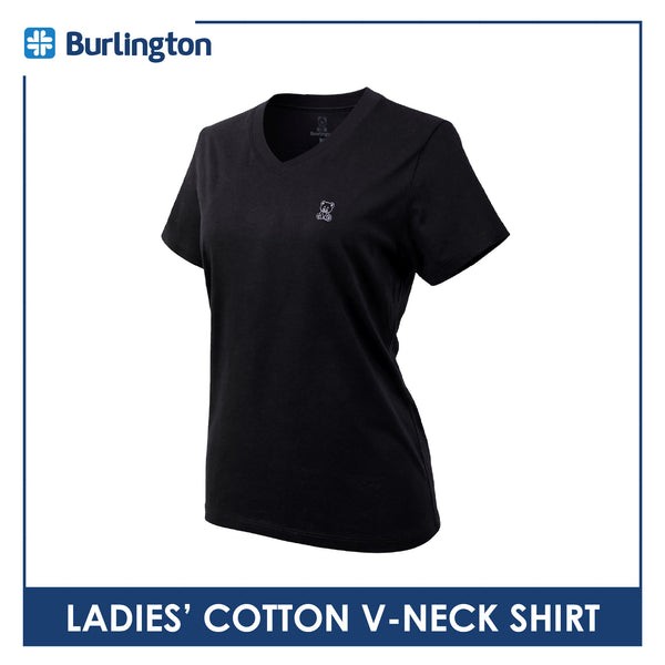 Burlington Ladies' Cotton Embroidered Bearlington Collection V-Neck Shirt 1pc TBLESV1