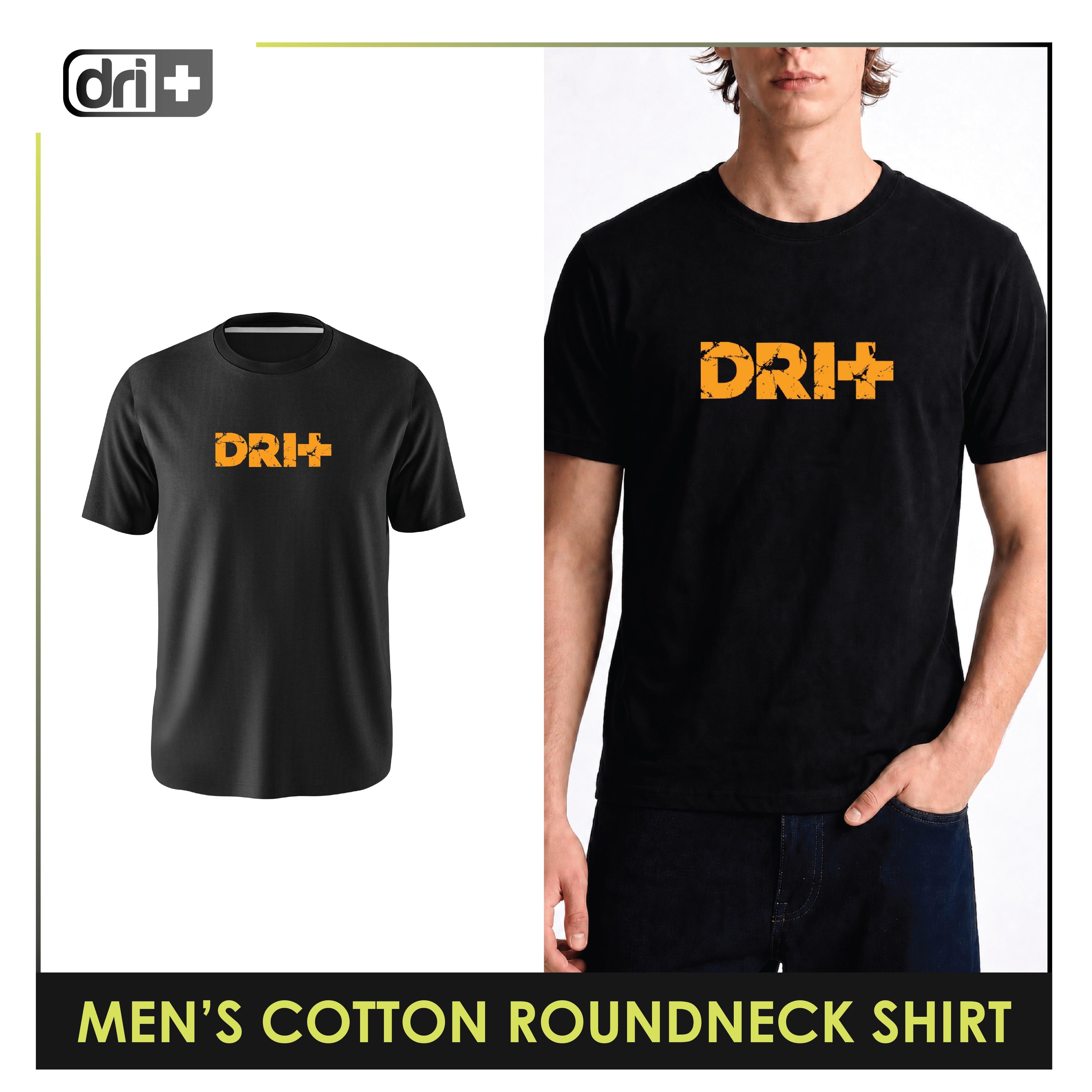 Dri Plus Men’s Anti-Odor Sweat Wicking Cotton Cracked Dri+ Logo Roundneck Shirt 1 piece DUMSRC611