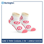 Burlington Girl's Cotton Thin Casual Ruffle Ankle Socks 3 pairs in 1 pack BGCG634