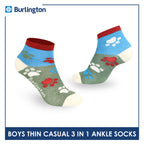 Burlington Boys’ Cotton Thin Casual Ankle Socks 3 pairs in 1 pack BBCG616