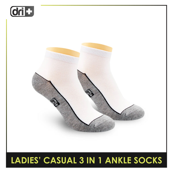 Dri Plus Ladies' Lite Casual Ankle Socks 3 pairs in a pack DLCKG35