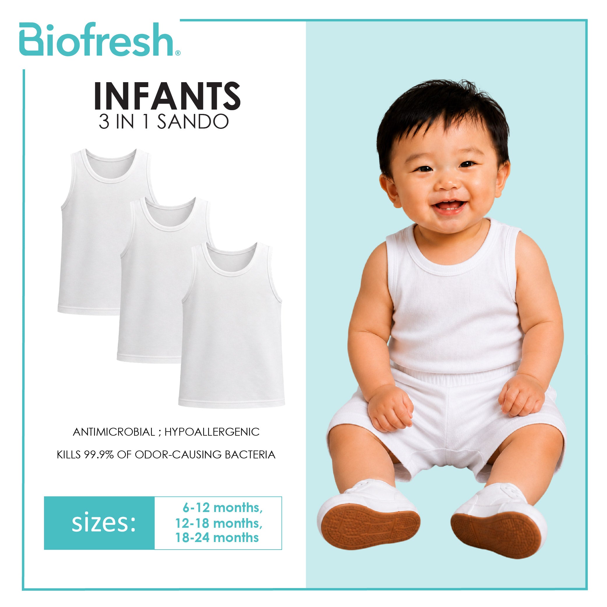 Biofresh Infants Antimicrobial Sando 3 pieces in a pack UISSG611