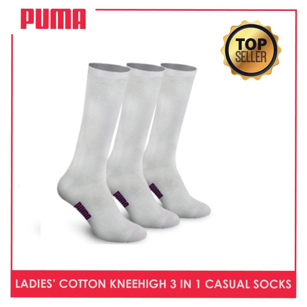 Puma Ladies' Cotton Lite Thin Casual Knee High Socks 3 pairs in a pack PLHKG1