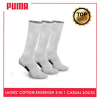 Puma Ladies' Cotton Lite Thin Casual Knee High Socks 3 pairs in a pack PLHKG1