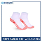 Burlington Girls’ Cotton Casual Ankle Socks 3 pairs in 1 pack BGCKG69