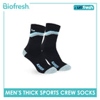 Biofresh Runfresh Men's Antimicrobial Cotton Embroidered Thick Sports Crew Socks 1 pair RRMSE632