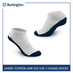 Burlington Ladies' Cotton Low Cut Lite Thin Casual Socks 3 pairs in 1 pack 621B