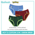 Biofresh | Pokemon Boys’ Antimicrobial Cotton Bikini Brief 3 pieces in a pack PKBBKG531