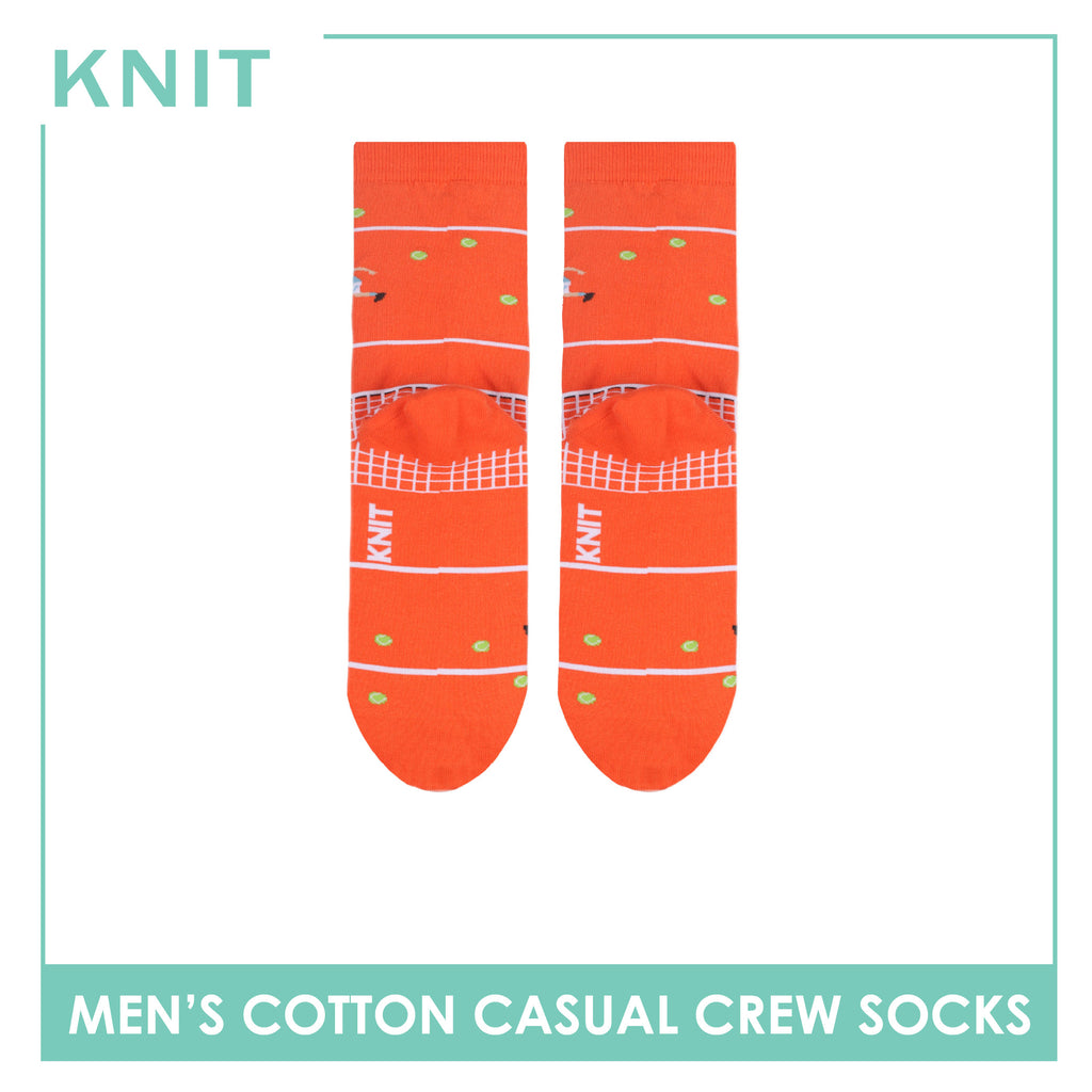Knit Men's Tennis (Orange) Cotton Thin Casual Crew Socks 1 pair KMC531