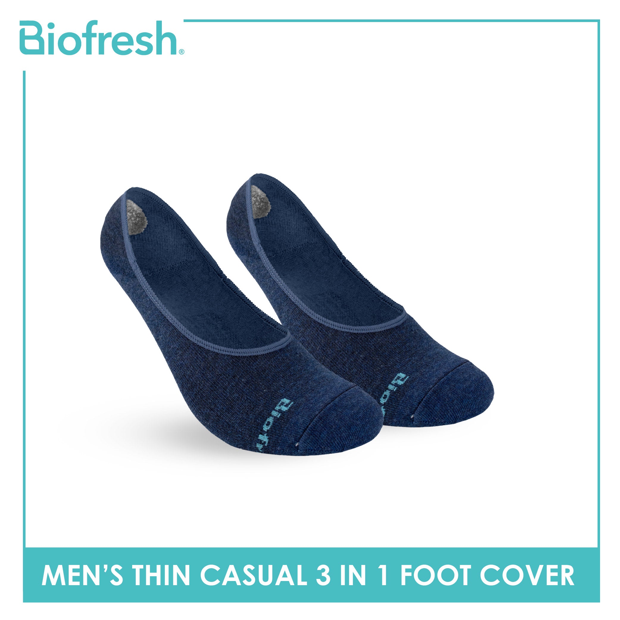 Biofresh Men’s Cotton Thin Casual Foot Cover With Heel Gel 3 pairs in a pack RMCFG5