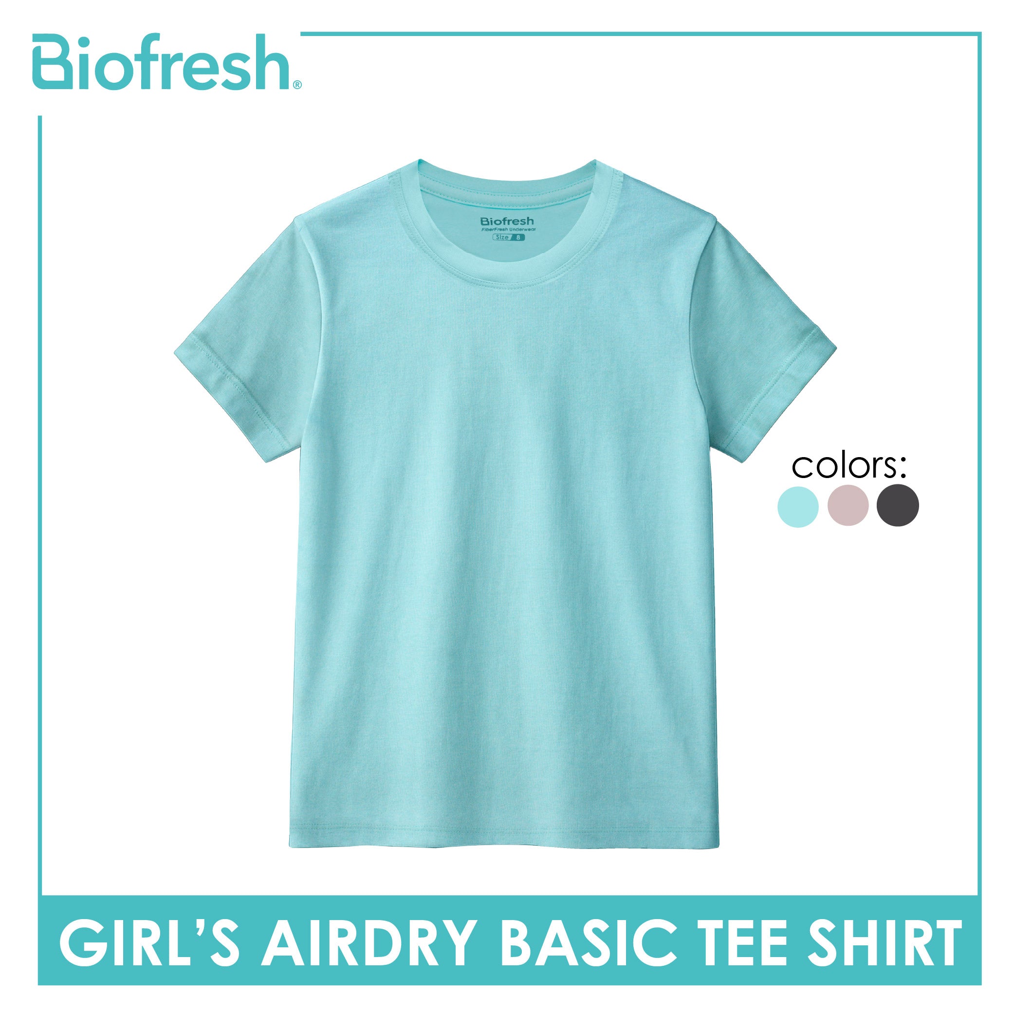Biofresh Active Kids Girls AirDry Basic Tee Shirt 1 piece MUGSR531