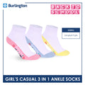 Burlington Girls’ Cotton Casual Ankle Socks 3 pairs in 1 pack BGCKG70