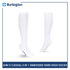 Burlington Girls’ Embossed Cotton Thin Casual Knee High Socks 3 pairs in 1 pack BGKHMG2