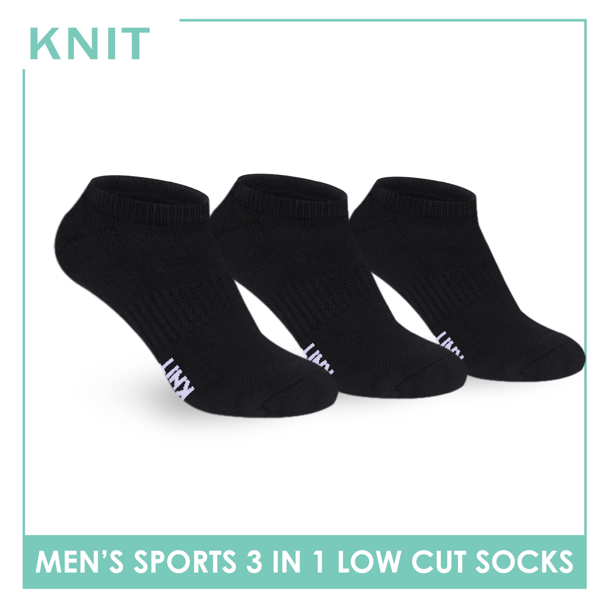 Knit Men's Cotton Thick Sports Low Cut Socks 3 pair in 1 pack KMSKG7