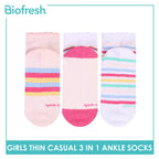 Biofresh Girl's Cotton Thin Casual Ankle Socks 3 pairs in 1 pack RGCG611
