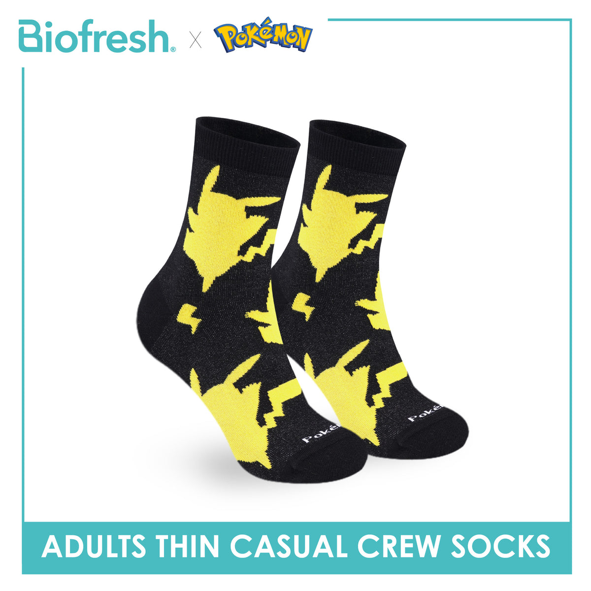 Biofresh | Pokemon Adults Antimicrobial Cotton Thin Casual Crew Socks 1 pair PKRMC631