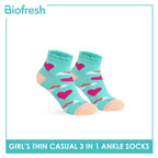 Biofresh Girl's Antimicrobial Cotton Thin Casual Ruffle Ankle Socks 3 pairs in 1 pack RGCG633