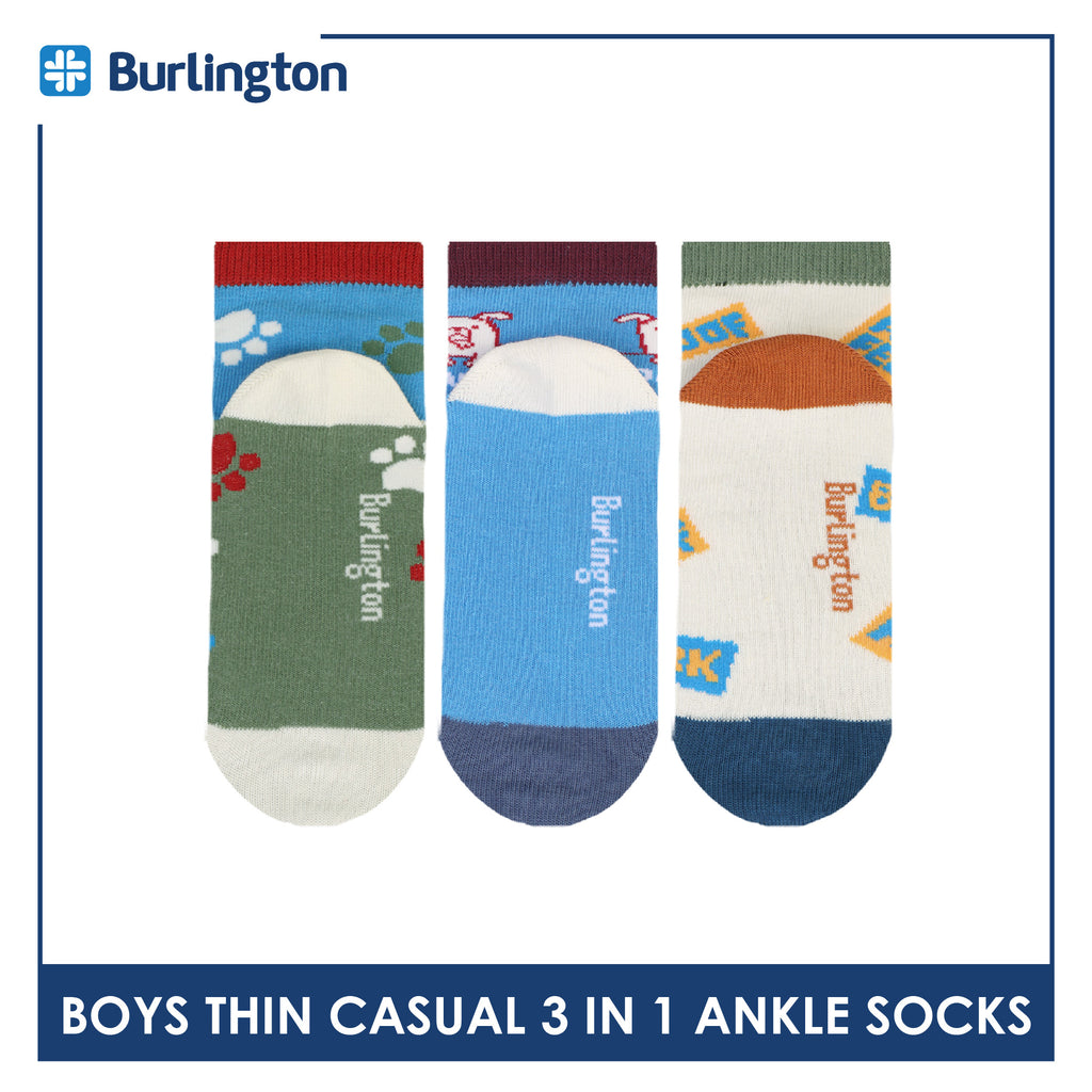 Burlington Boys’ Cotton Thin Casual Ankle Socks 3 pairs in 1 pack BBCG616