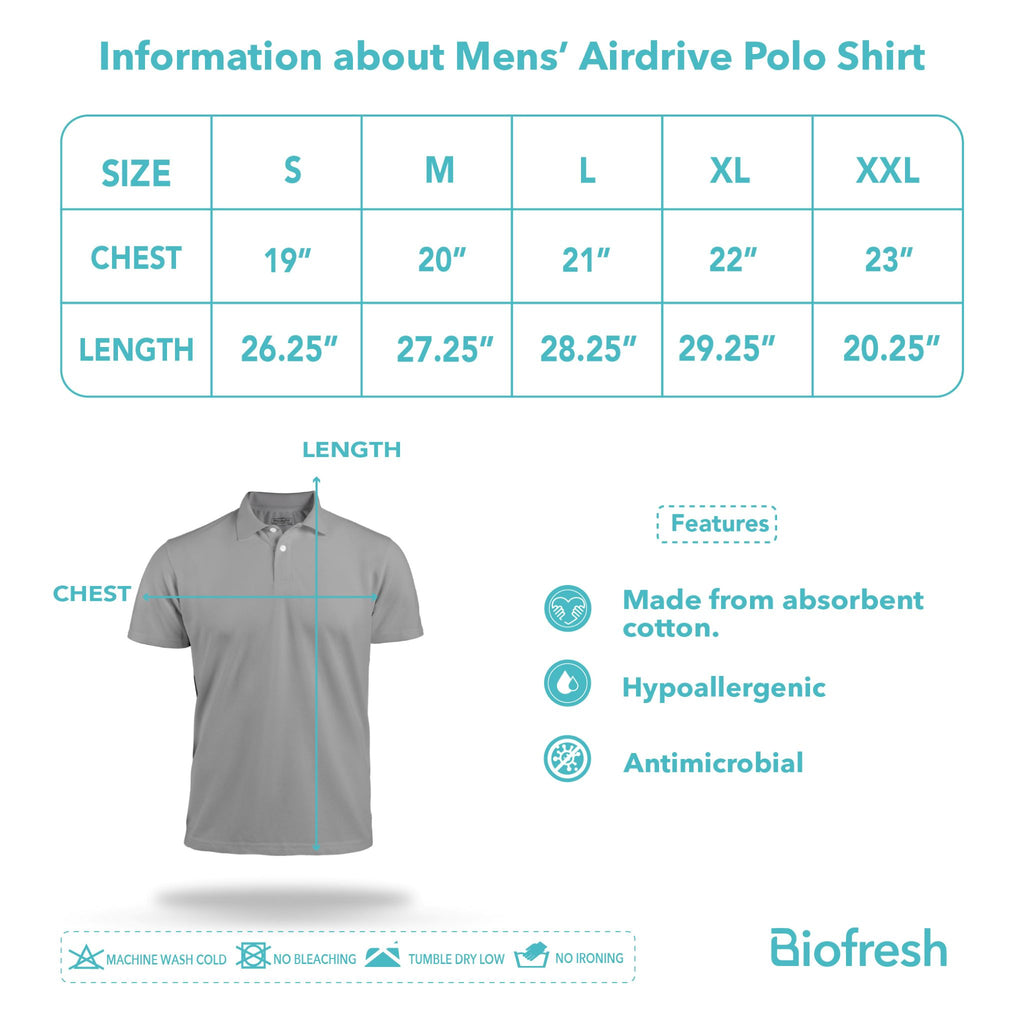 Biofresh Microair AirDrive Men’s Antimicrobial Cotton Polo Shirt 1 piece MUMSP531