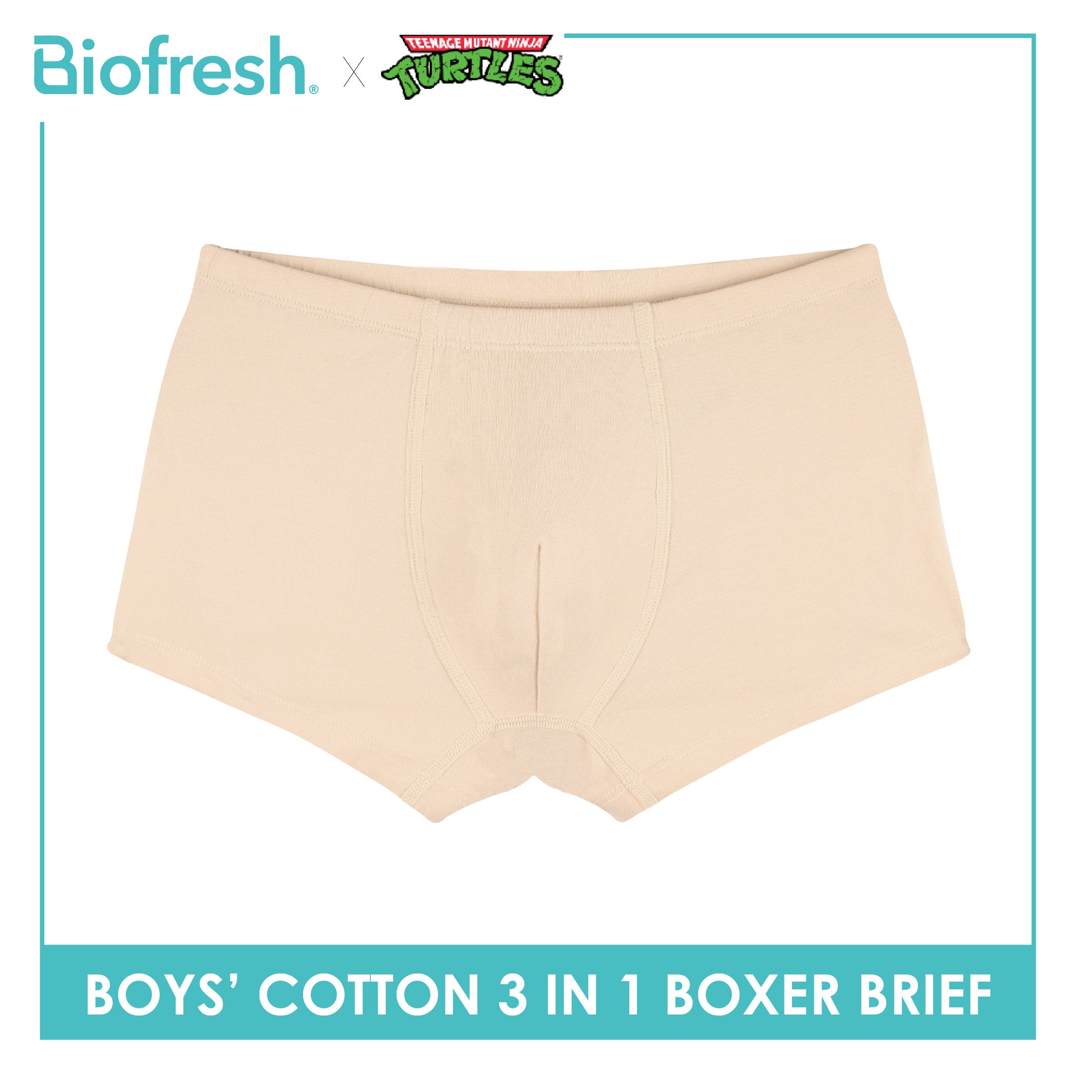Biofresh | TMNT Boys’ Antimicrobial Cotton Boxer Brief 3 pieces in a pack NTBBBG533