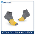 Burlington Boys’ Thick Sports Ankle Socks 3 pairs in 1 pack BBSG4401