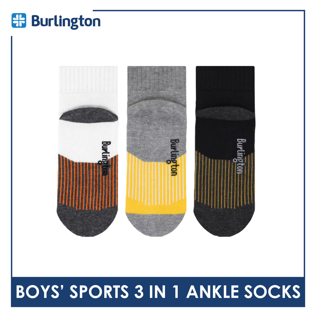 Burlington Boys’ Thick Sports Ankle Socks 3 pairs in 1 pack BBSG4401