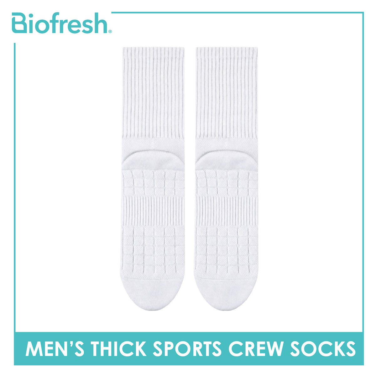 Biofresh Men's Antimicrobial Cotton Thick Sports Crew Socks 1 pair RMS631