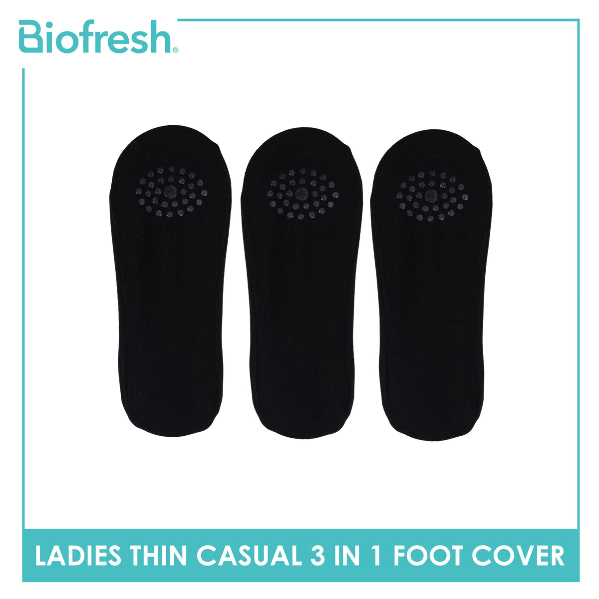 Biofresh Ladies' Antimicrobial Thin Casual Foot Cover with Gel on Sole 3 pairs in a pack RLCFG631