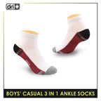 Dri Plus Boys Thin Casual Ankle Socks 3 pairs in a pack DBCKG7