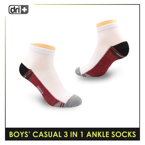 Dri Plus Boys Thin Casual Ankle Socks 3 pairs in a pack DBCKG7