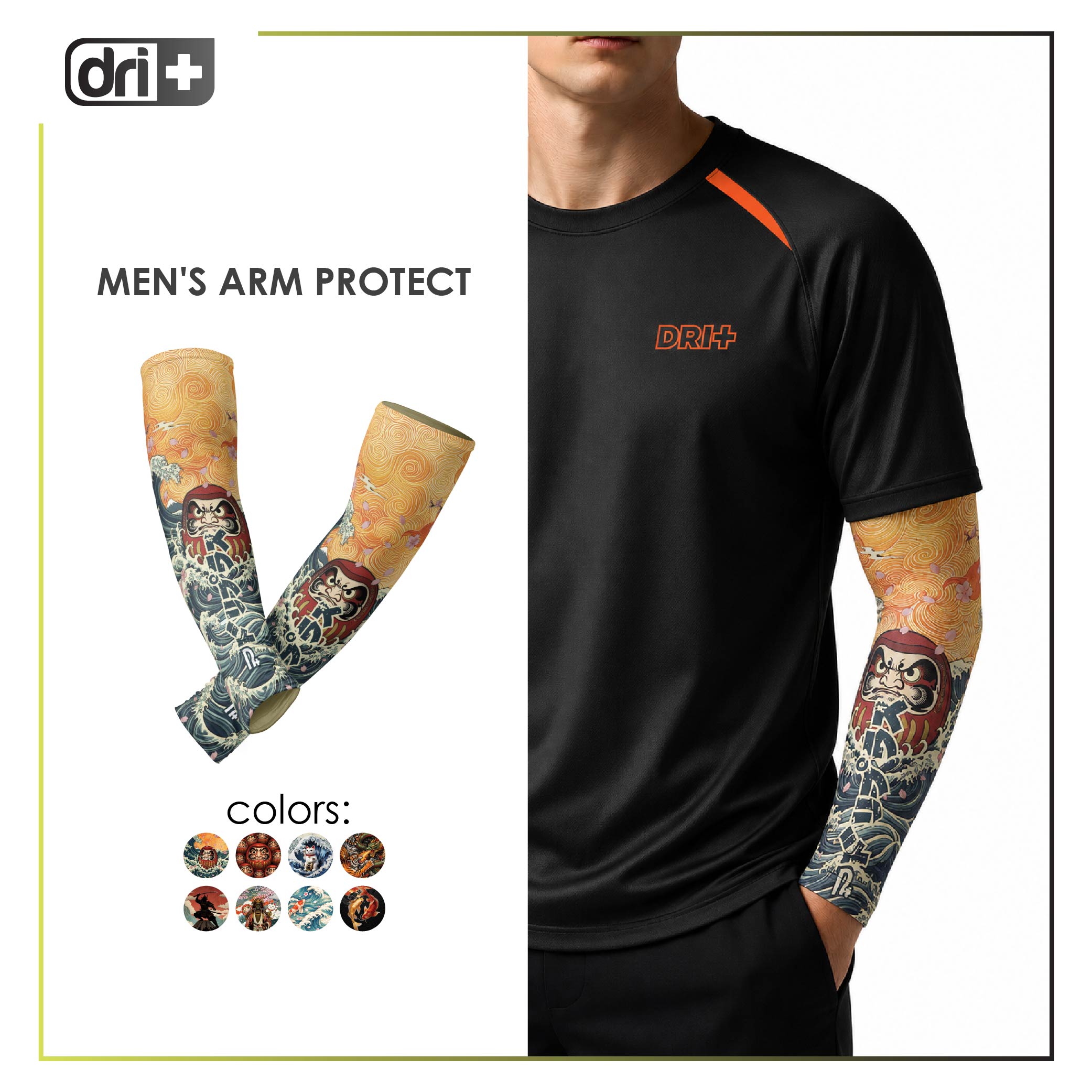 Dri Plus Men’s Doripurasu Sweat Wicking and Odor Free Riders' Arm Protect 1 pair DUMAW611